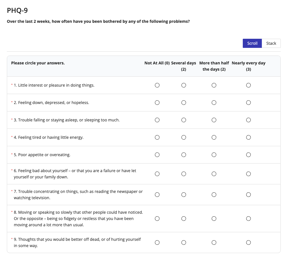 Question &amp; Answer table on a published form