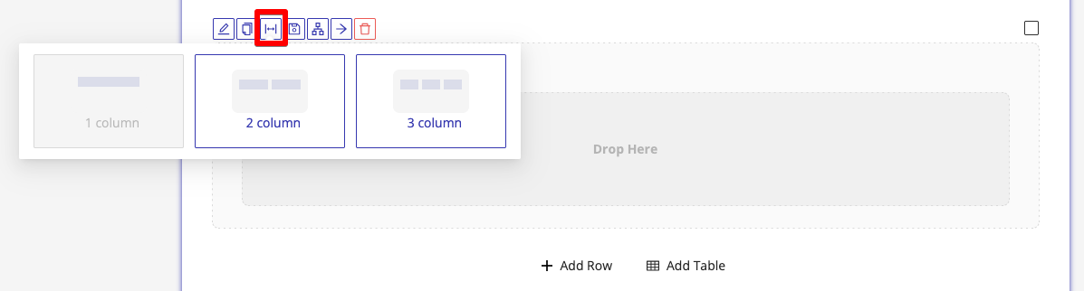 Row toolbar with the Split Row button highlighted by a red arrow