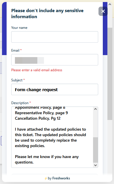 Form highlight example