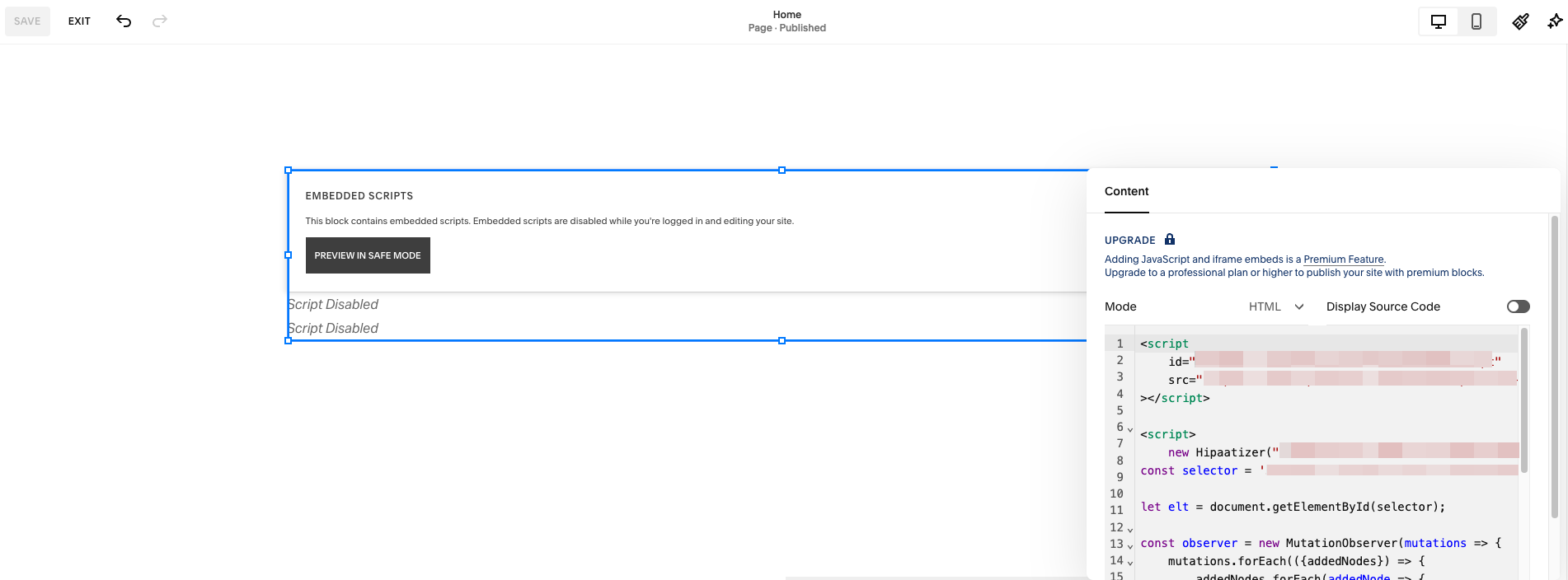 Embedded Form Example