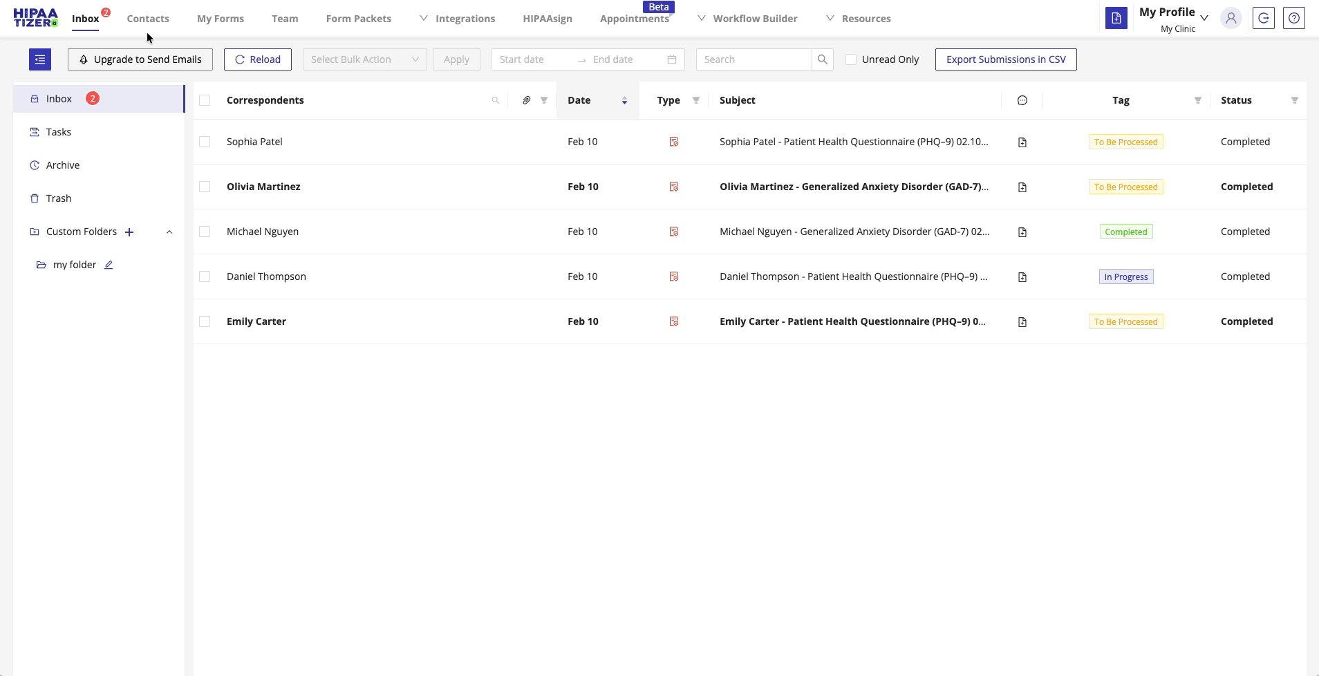 Relocating submissions to a location