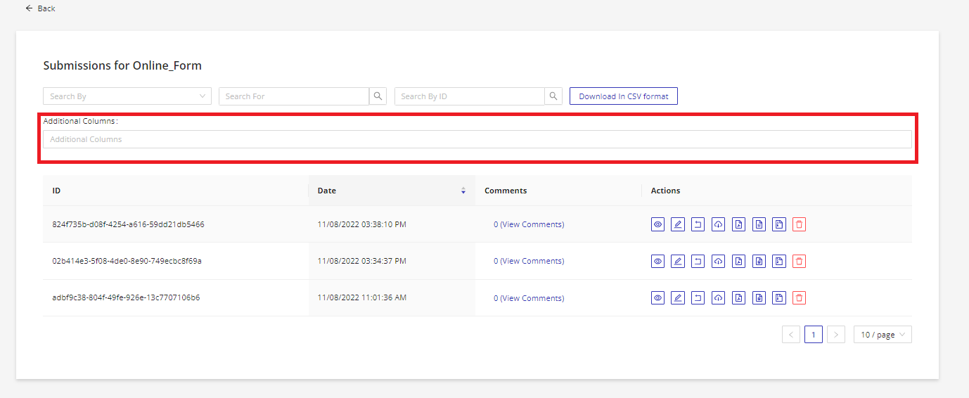 Adding additional columns in HIPAA-compliant web forms for customization