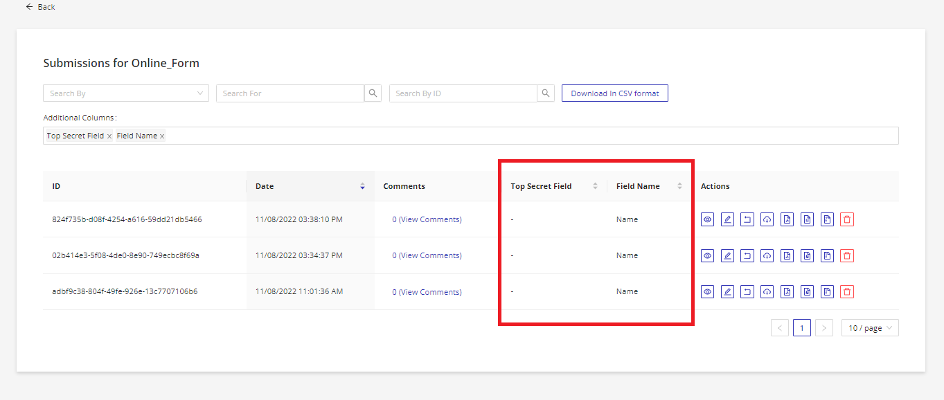 Viewing filtered submissions in HIPAA-compliant web forms
