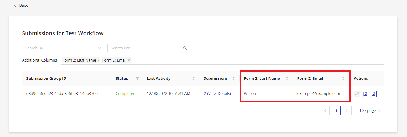 Viewing filtered submissions in online HIPAA form builder