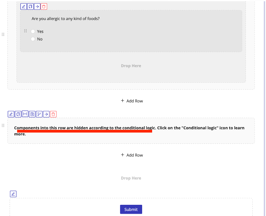 Hidden component placeholder in HIPAA form builder