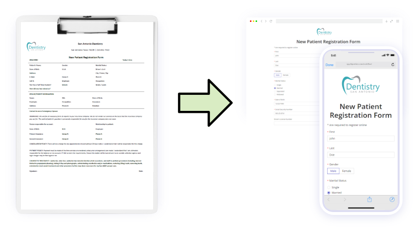Converting HIPAA forms in PDF into secure online forms