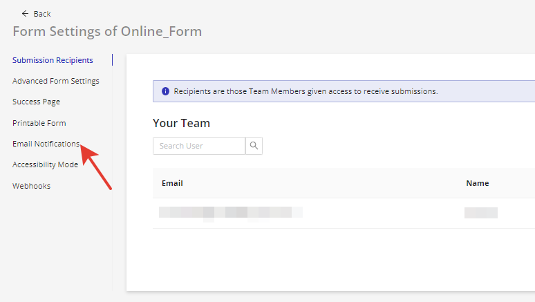 Setting up a notification template for HIPAA-compliant web forms