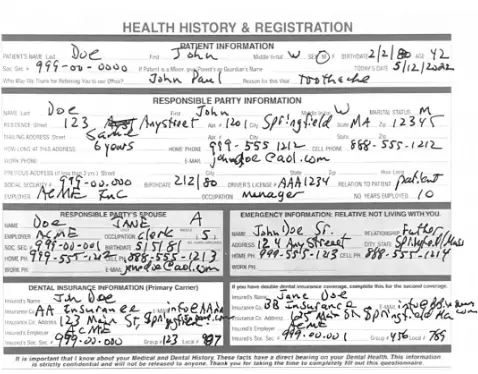Filled in by hand Paper Form