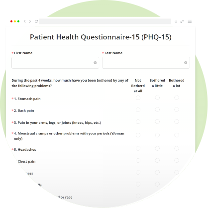 Phq 15 Form In The Browser