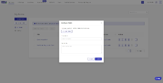 Form sharing and access settings panel inside HIPAAtizer, used to ensure compliance for healthcare forms embedded on Squarespace websites.