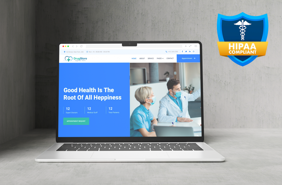 Healthcare website with a ‘Request an Appointment’ button linking to a HIPAA-Compliant form — example of how embedding a HIPAA form can make your website HIPAA-Compliant