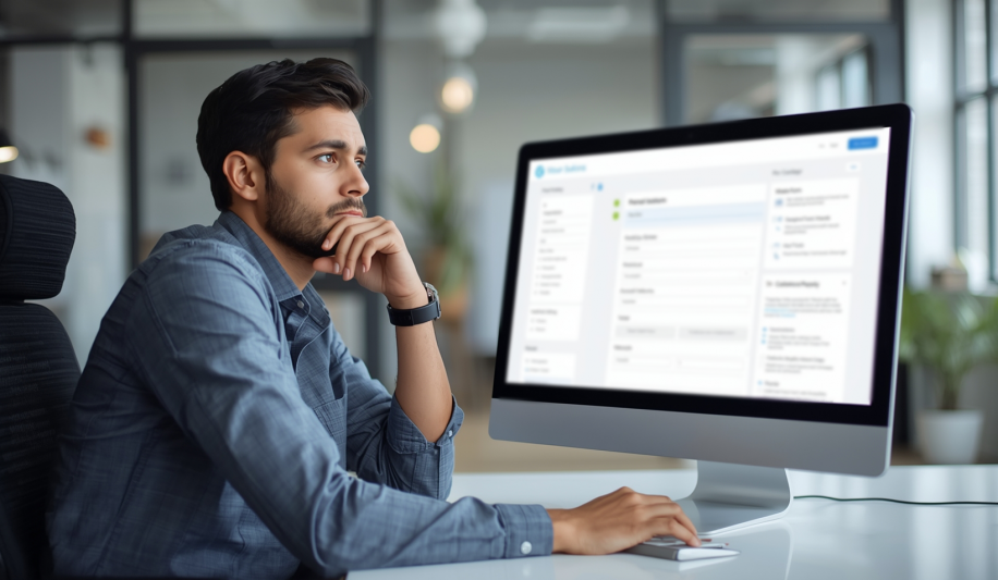 A developer building a HIPAA-Compliant form using a form builder platform on a desktop computer