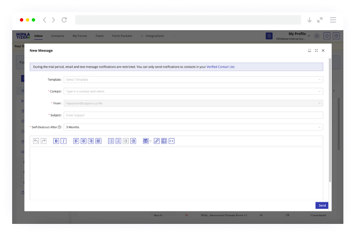 Interface with dental intake form fields converted from a Word or PDF intake form template.