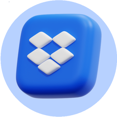 3D Dropbox logo representing Dropbox HIPAA compliant cloud storage solutions.