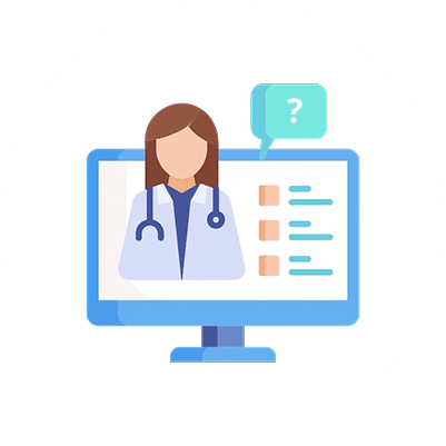 An illustration of the doctor on a computer screen representing Dropbox HIPAA compliance in telehealth