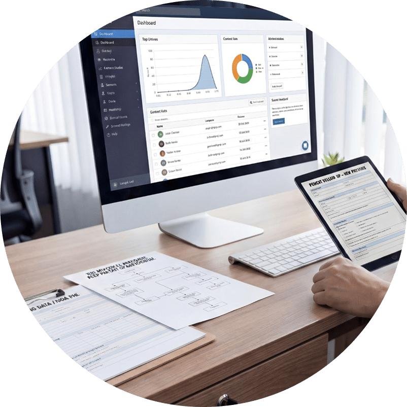 HighLevel HIPAA compliance dashboard on a screen with secure healthcare CRM and patient data management.