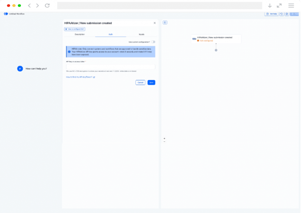 Keragon HIPAA workflow automation interface