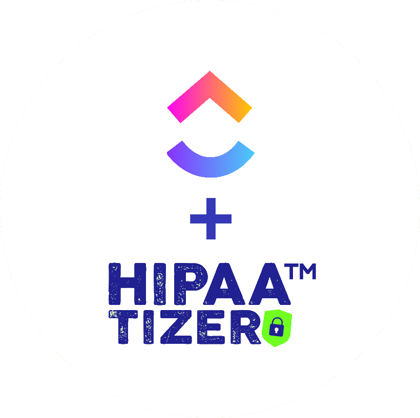ClickUp+HIPAAtizer integration logos.