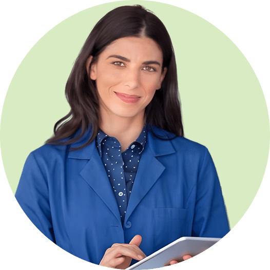 Female healthcare professional using a tablet to manage HIPAA-Сompliant patient forms digitally.